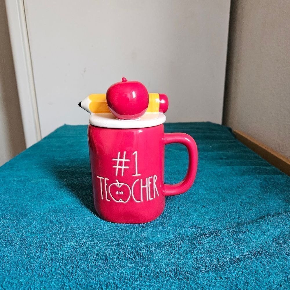 Rae Dunn Red #1 Teacher Mug with Lid